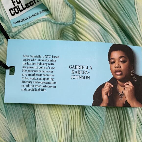 Future Collective Gabriella Kareffa Women's Sz XXS Watercolor Plisse Midi Dress - Picture 7 of 9